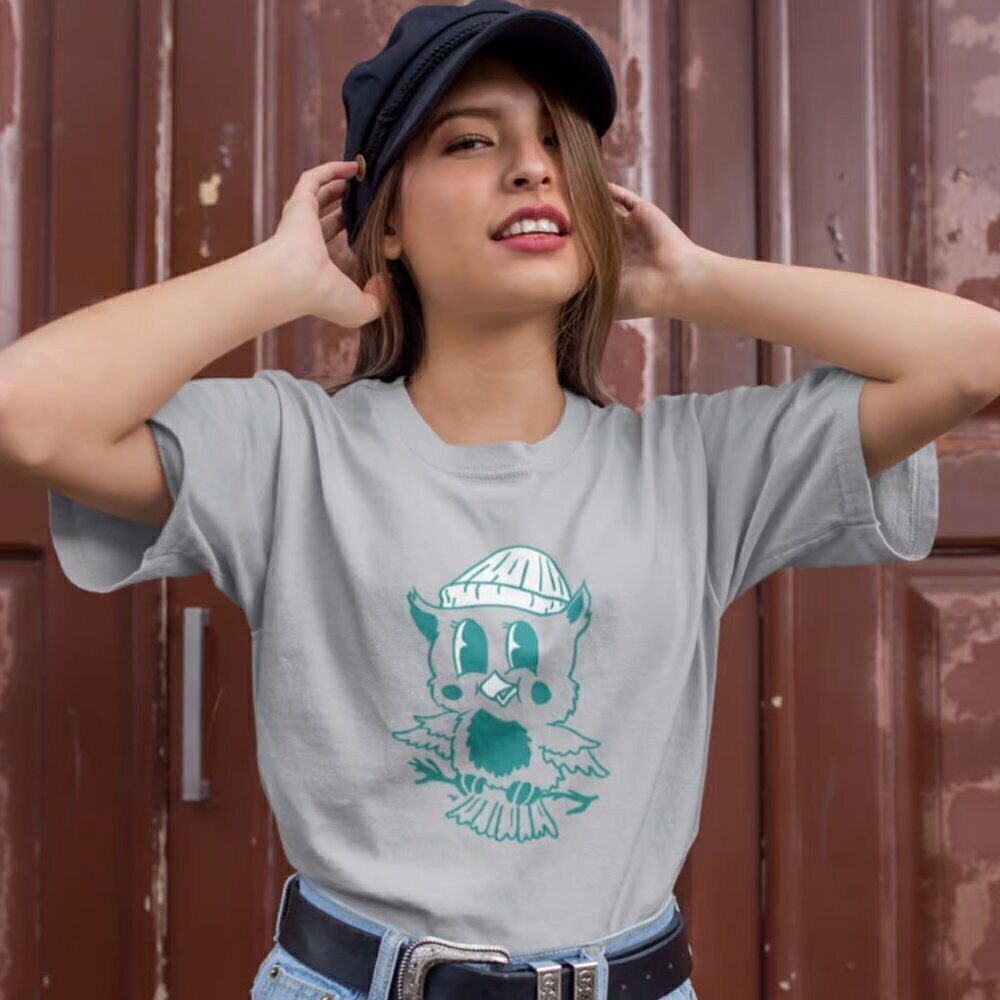 Attic Salt Owl Graphic T-Shirt Short Sleeve Cotton Retro Teacher Whimsy Nature M